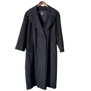 CINZIA ROCCA | Double Breasted Pure Cashmere Charcoal Grey Long Coat Size 12